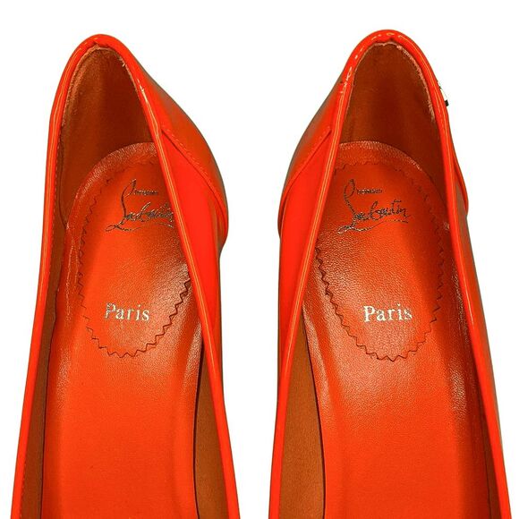 Christian Louboutin Sporty Kate 85 Patent Pumps Sunrise Orange Size 37.5 Heels - Picture 6 of 14